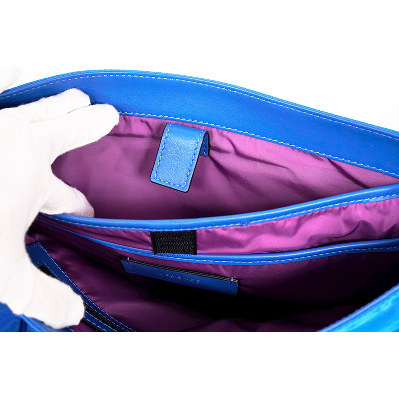 NEW $1,395 VERSACE RUNWAY Blue Nylon LA MEDUSA LOGO Crossbody LAP TOP FLAP BAG