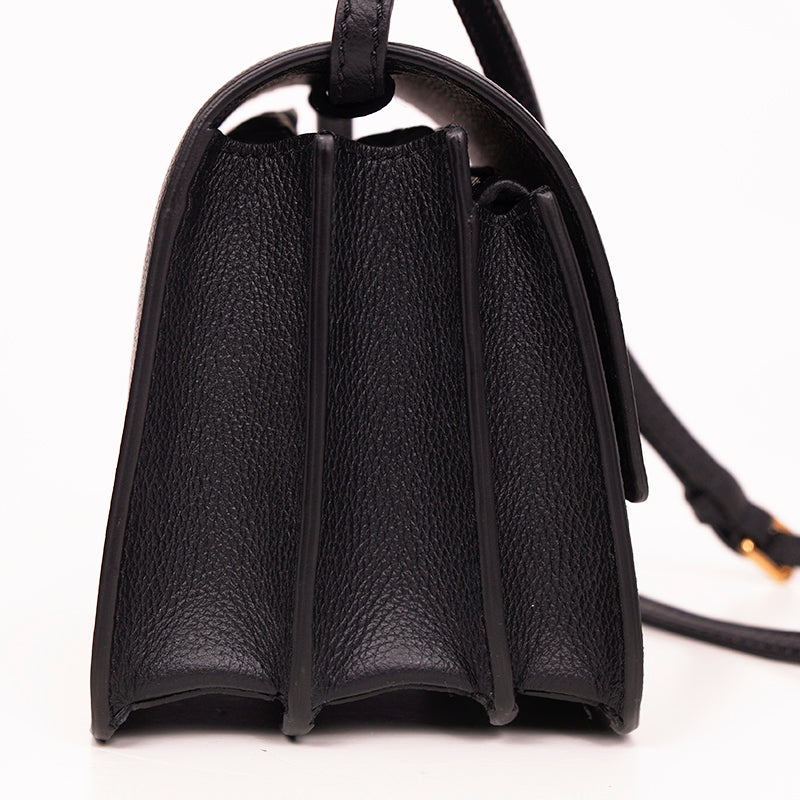 NEW $1575 VERSACE Black Leather GOLD LA MEDUSA LOGO Crossbody SMALL FLAP BAG NWT