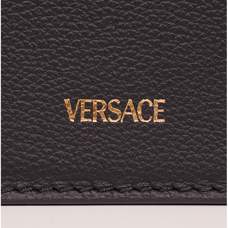 NEW $1575 VERSACE Black Leather GOLD LA MEDUSA LOGO Crossbody SMALL FLAP BAG NWT