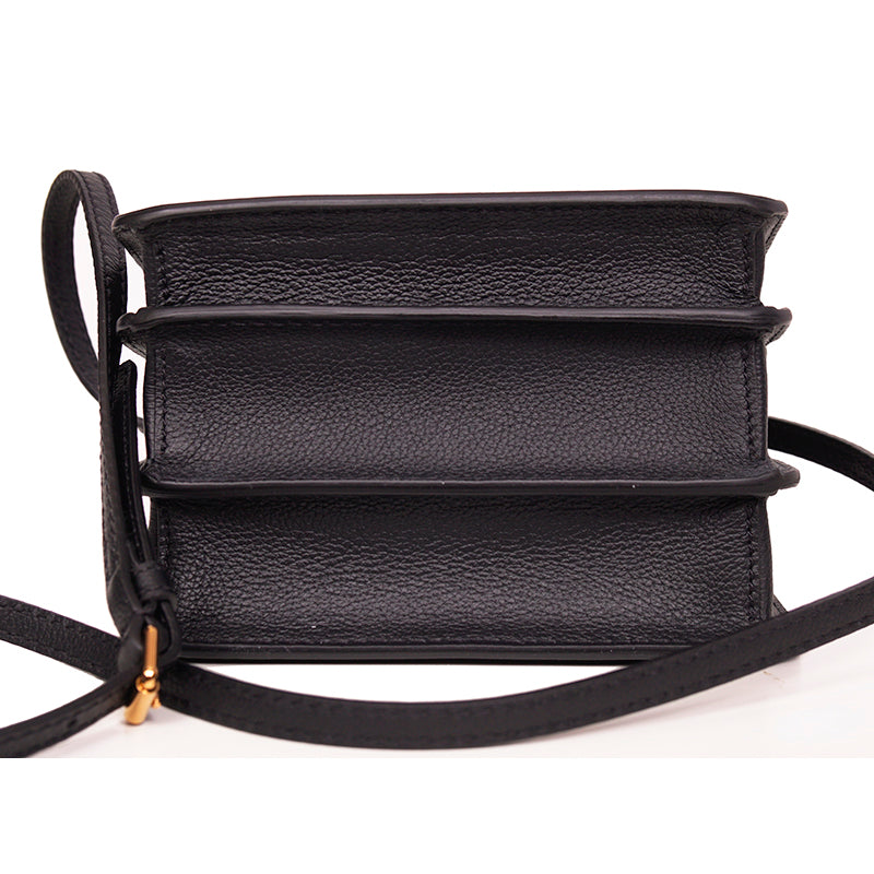 NEW $1575 VERSACE Black Leather GOLD LA MEDUSA LOGO Crossbody SMALL FLAP BAG NWT