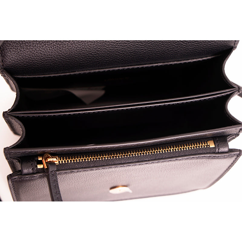 NEW $1575 VERSACE Black Leather GOLD LA MEDUSA LOGO Crossbody SMALL FLAP BAG NWT