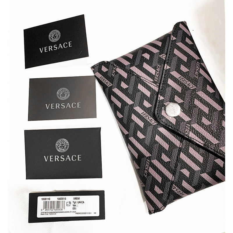 NEW $1450 VERSACE La Greca SMILEY MEDUSA YELLOW GRAFFITI Canvas Leather TOTE BAG