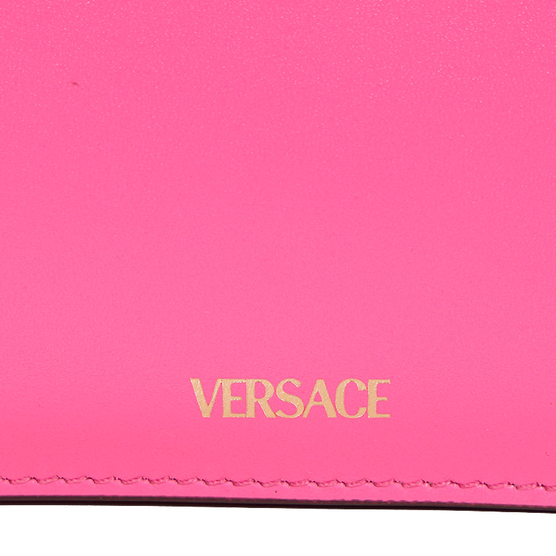 NEW $1550 VERSACE Pink Leather & Vinyl Houndstooth LA MEDUSA Crossbody FLAP BAG