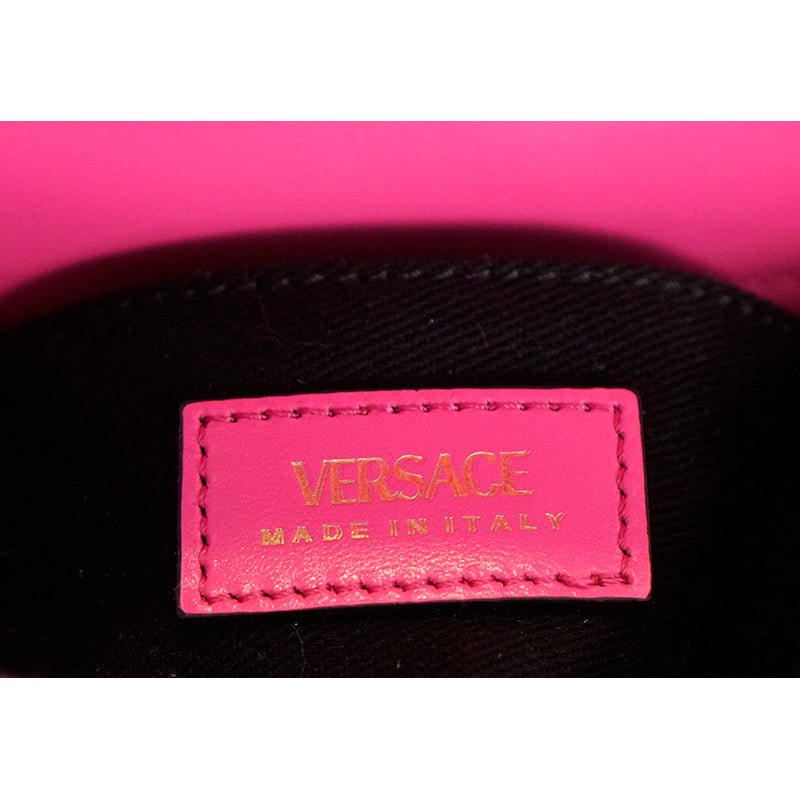 NEW $1325 VERSACE Pink Leather & Vinyl Houndstooth LA MEDUSA Crossbody TOTE BAG