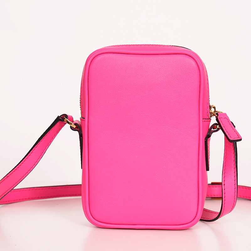 NEW $850 VERSACE Pink Leather GOLD BIGGIE MEDUSA LOGO Crossbody Phone Camera BAG