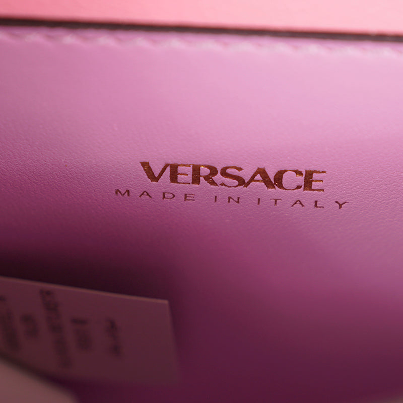 NEW $1575 VERSACE Bubblegum Pink Leather LA MEDUSA LOGO Crossbody SMALL FLAP BAG