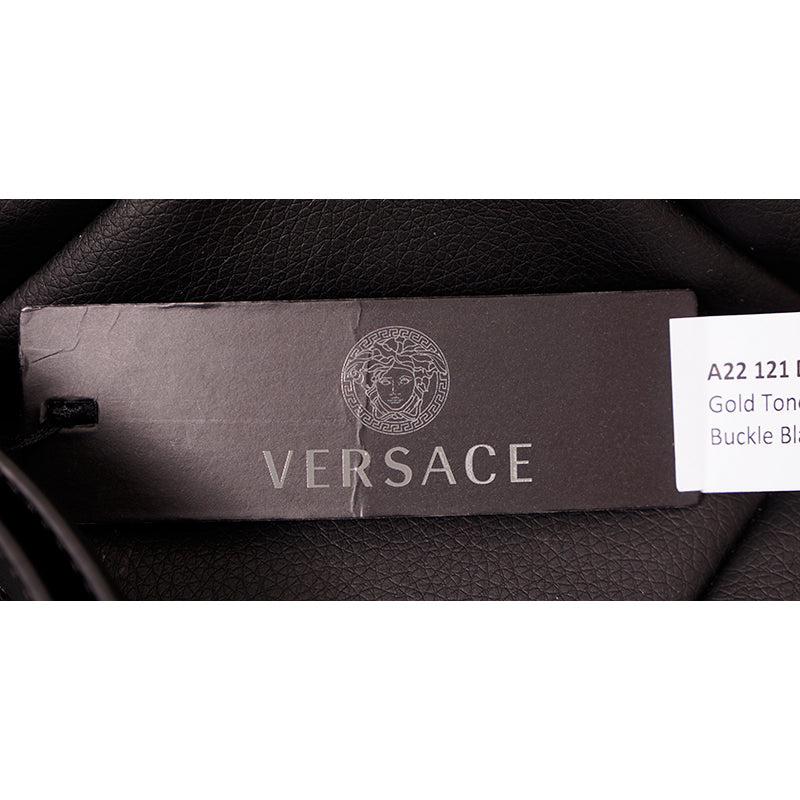 36/90 NEW $900 VERSACE Men's WINGED MEDUSA LARGE BUCKLE Black Leather BELT