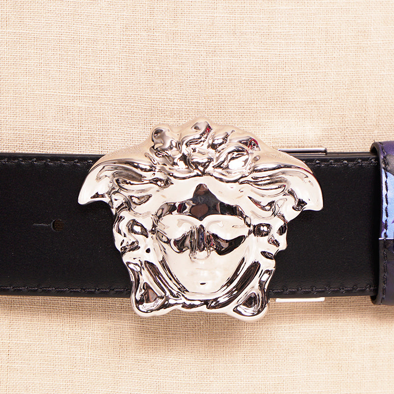 80/32 NEW $525 VERSACE Men BAROCCOFLAGE Reversible MEDUSA LOGO Baroque BELT