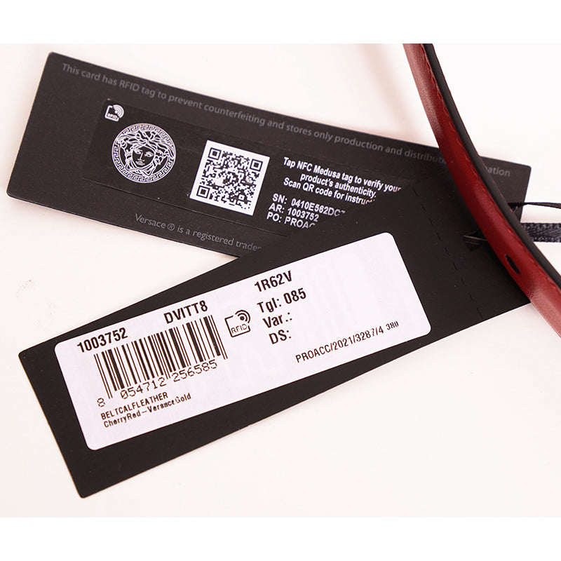 32, 34, & 40 NEW $600 VERSACE Woman's Red Leather GOLD MEDUSA LOGO BUCKLE Classic BELT