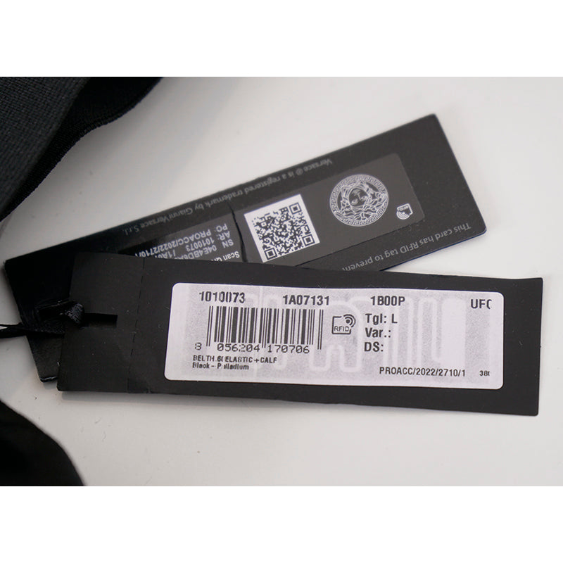 sz XS/L/XL NEW $850 VERSACE Black Leather Elastic LARGE MEDUSA BUCKLE Wide '95 BELT