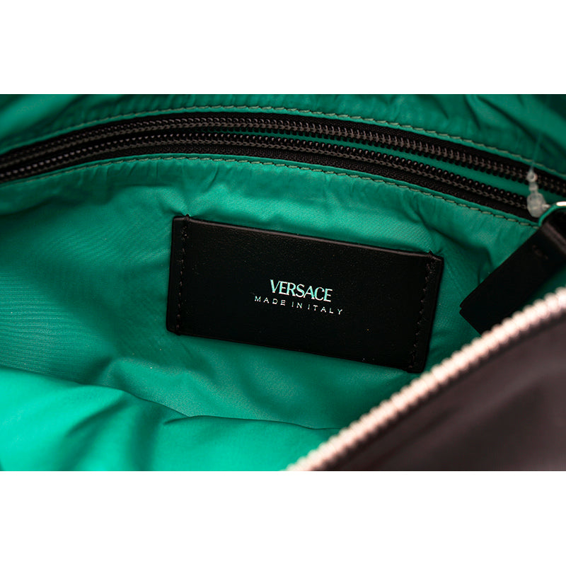 NEW $595 VERSACE Black Nylon LA MEDUSA LOGO Wristlet CLUTCH Pouch BAG NIB