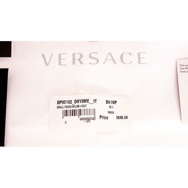NEW $595 VERSACE Black Nylon LA MEDUSA LOGO Wristlet CLUTCH Pouch BAG NIB
