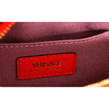 NEW $1295 VERSACE RUNWAY Red Grainy Leather LA MEDUSA HEAD LOGO Disco Round BAG