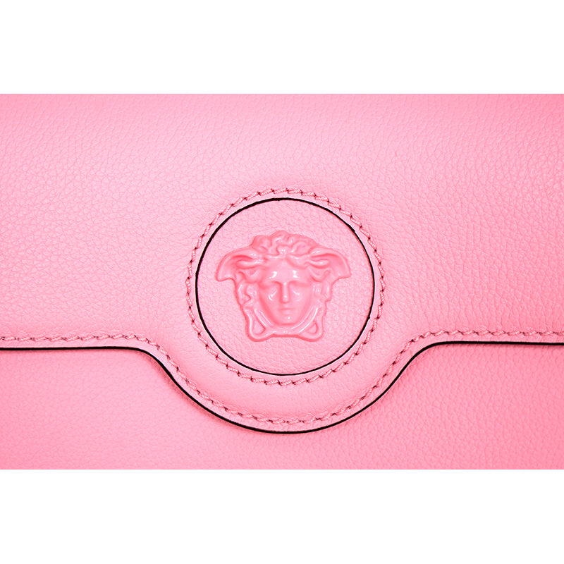 NEW $1050 VERSACE Pink Leather LA MEDUSA Mini Envelope Crossbody CHAIN STRAP BAG
