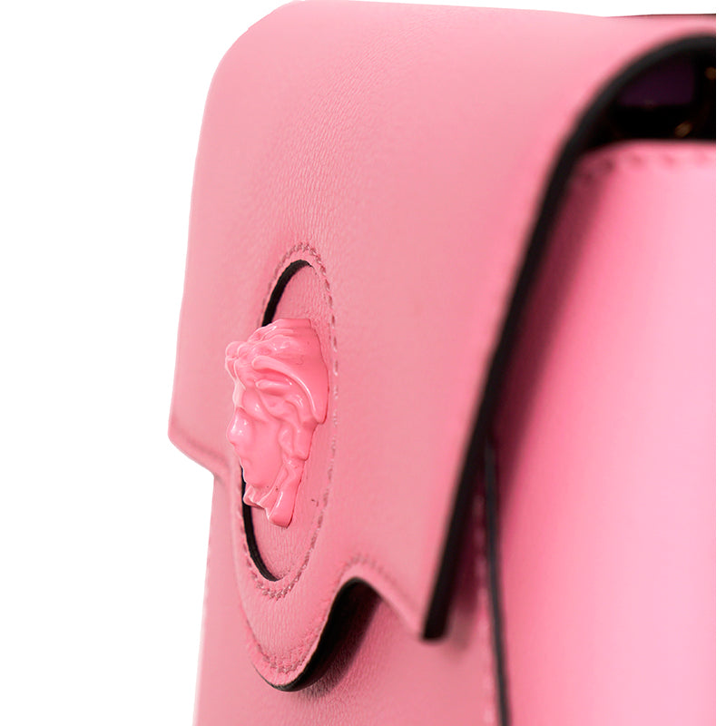 NEW $1050 VERSACE Pink Leather LA MEDUSA Mini Envelope Crossbody CHAIN STRAP BAG
