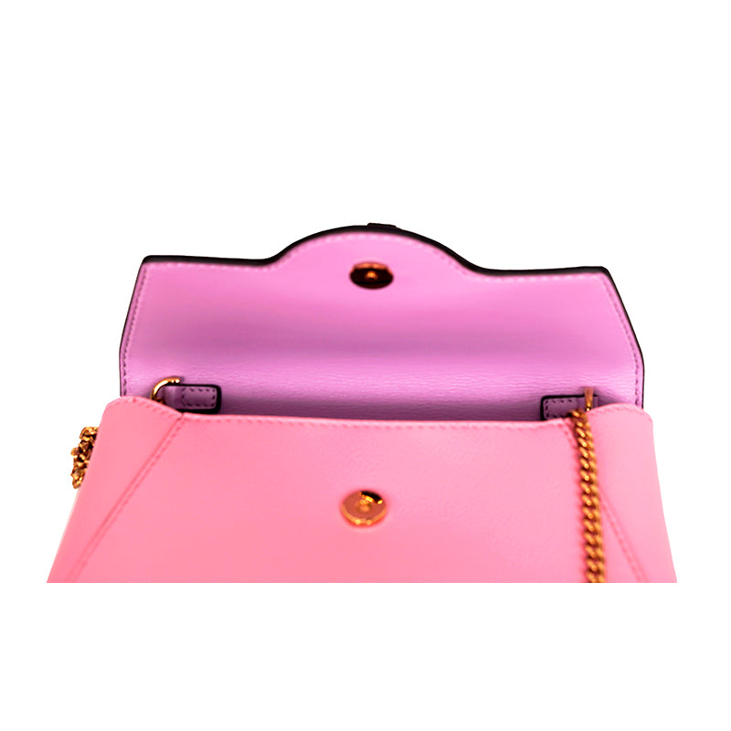 NEW $1050 VERSACE Pink Leather LA MEDUSA Mini Envelope Crossbody CHAIN STRAP BAG