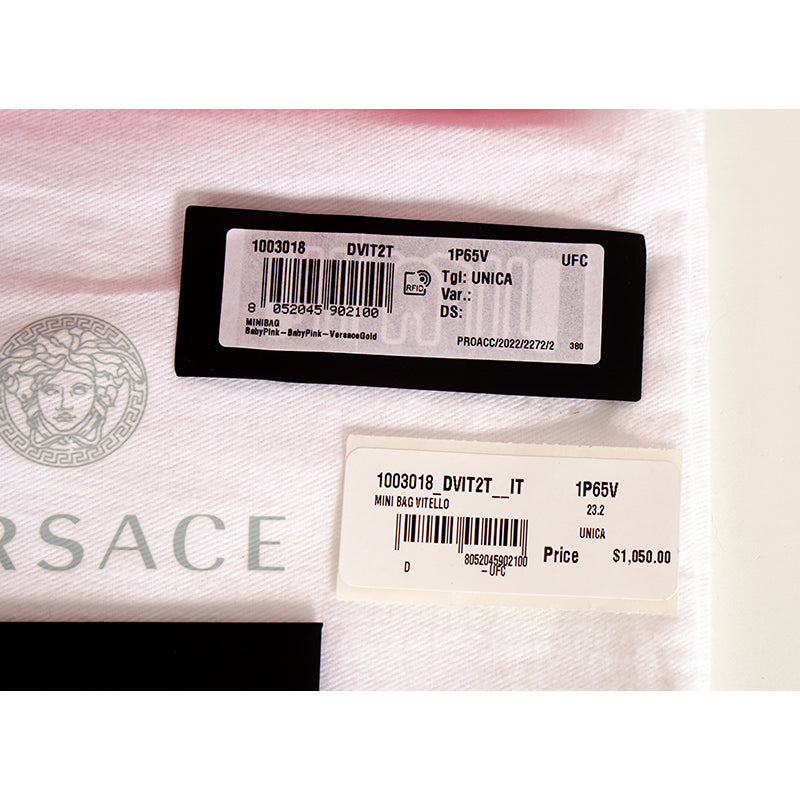 NEW $1050 VERSACE Pink Leather LA MEDUSA Mini Envelope Crossbody CHAIN STRAP BAG