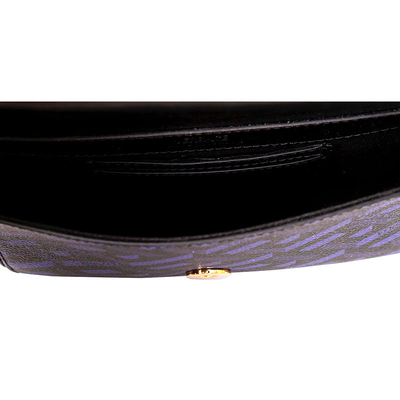 NEW $1,095 VERSACE Blue & Black LA GRECA Signature Coated Canvas BELT SLING BAG
