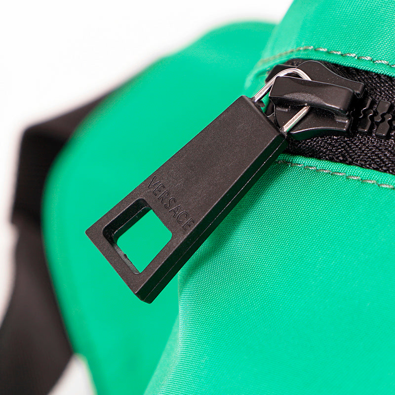 NEW $900 VERSACE Men's Emerald Green Nylon LA MEDUSA LOGO Sling Belt TRAVEL BAG