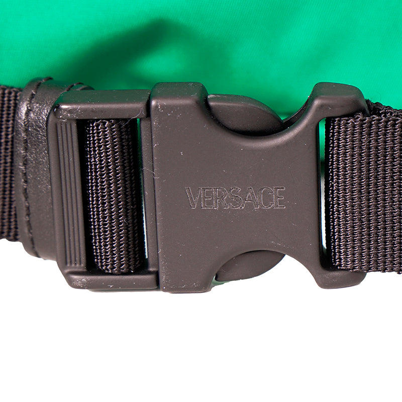NEW $900 VERSACE Men's Emerald Green Nylon LA MEDUSA LOGO Sling Belt TRAVEL BAG