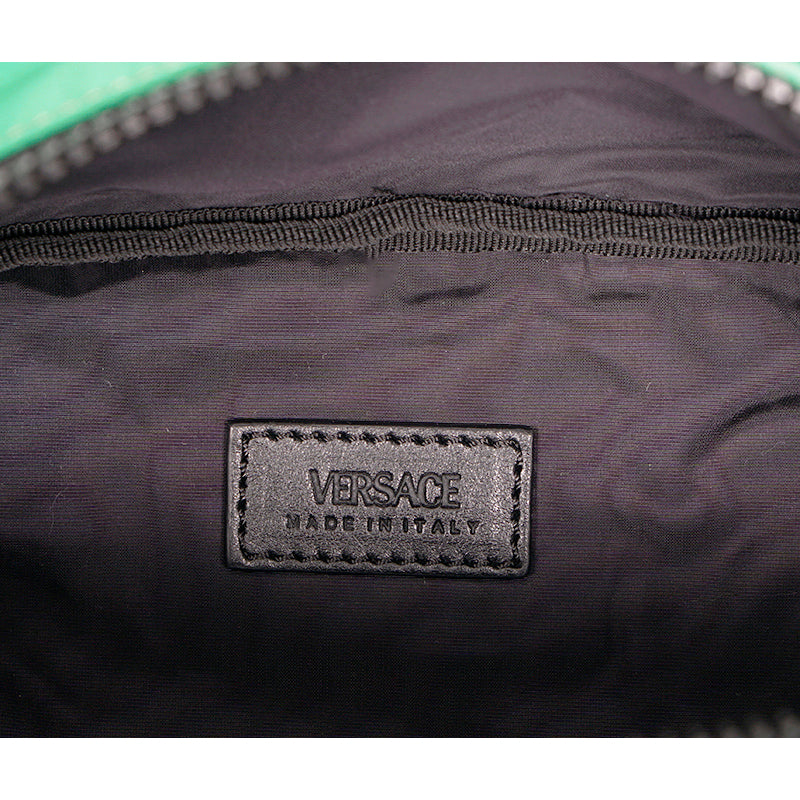 NEW $900 VERSACE Men's Emerald Green Nylon LA MEDUSA LOGO Sling Belt TRAVEL BAG