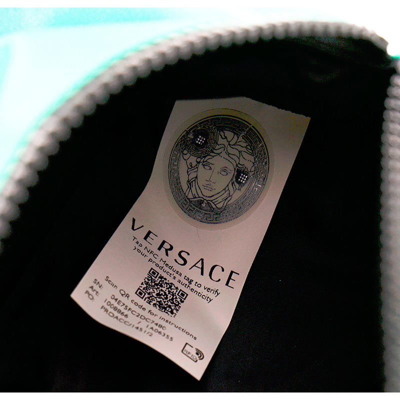 NEW $900 VERSACE Men's Emerald Green Nylon LA MEDUSA LOGO Sling Belt TRAVEL BAG