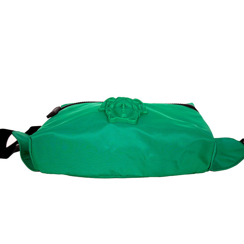 NEW $900 VERSACE Men's Emerald Green Nylon LA MEDUSA LOGO Sling Belt TRAVEL BAG