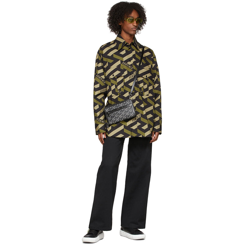 38/40 NEW $1,025 VERSACE Black & Yellow Classic BAROCCO Heritage JERSEY LEGGINGS 2