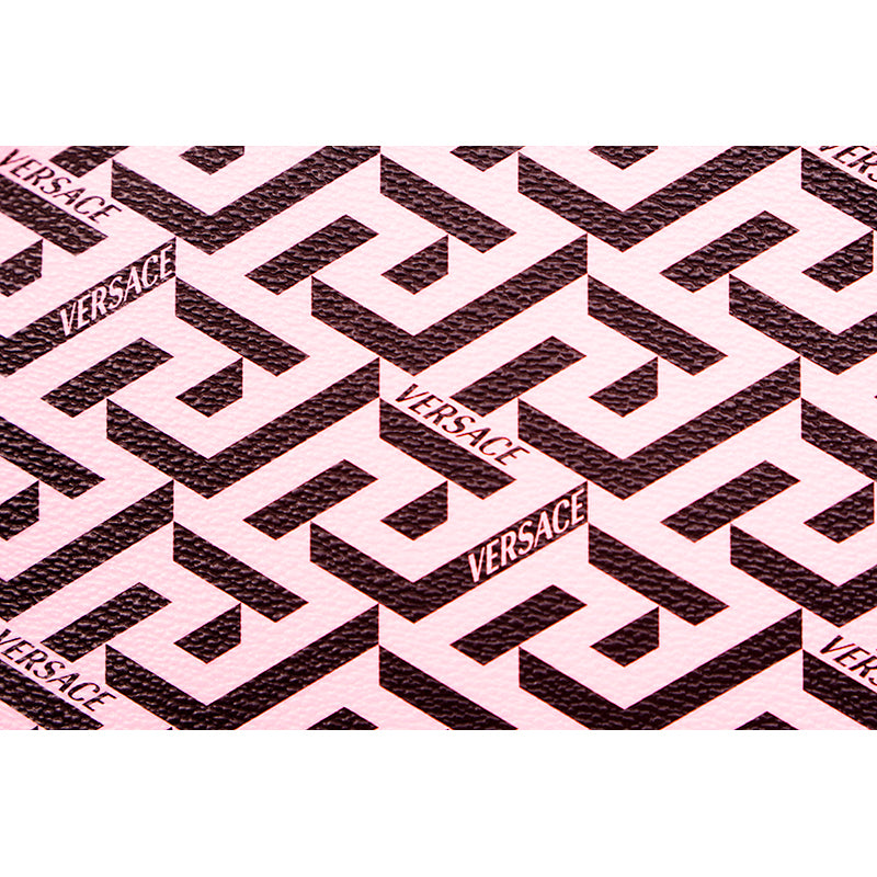 NEW $1,190 VERSACE Pink & Black LA GRECA Signature MEDIUM Pouch CROSSBODY BAG