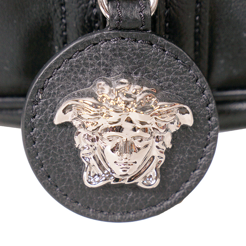 NEW VERSACE $1650 Black Leather RUNWAY REPEAT MINI HOBO BAG & CROSSBODY TRAP NWT