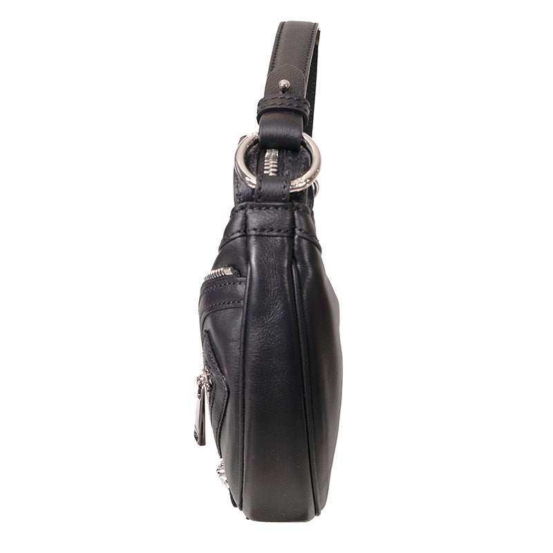 NEW VERSACE $1650 Black Leather RUNWAY REPEAT MINI HOBO BAG & CROSSBODY TRAP NWT