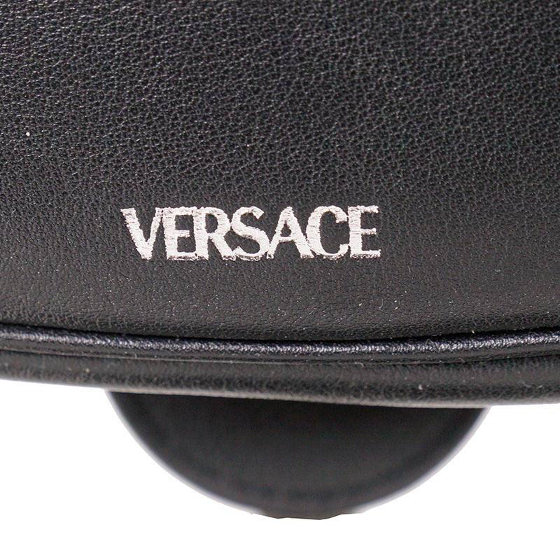 NEW VERSACE $1650 Black Leather RUNWAY REPEAT MINI HOBO BAG & CROSSBODY TRAP NWT