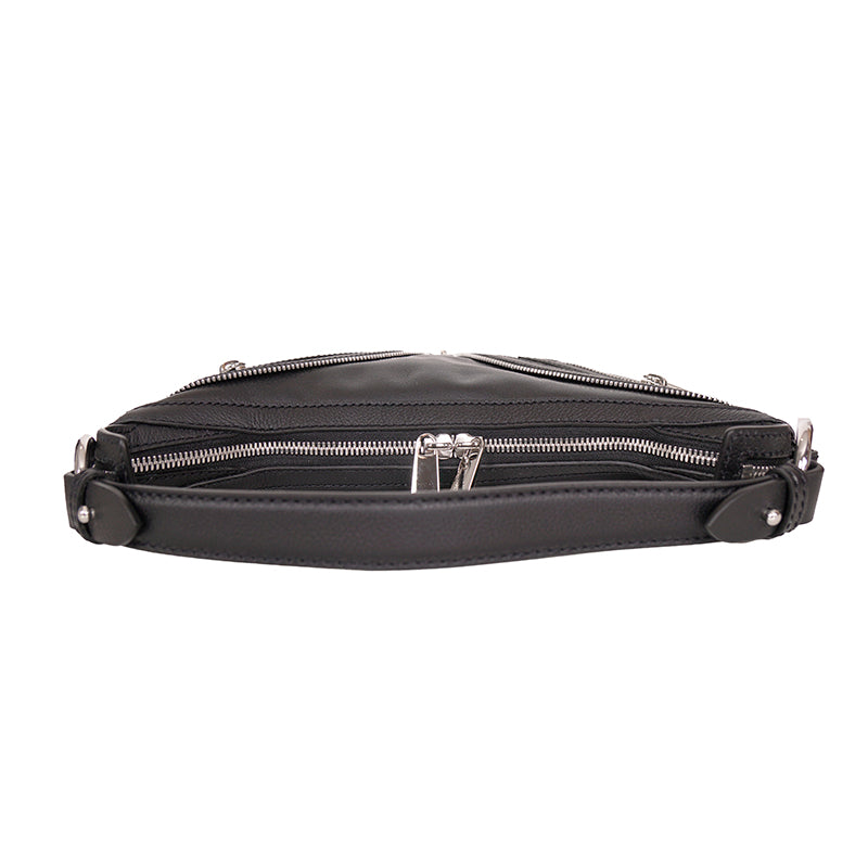 NEW VERSACE $1650 Black Leather RUNWAY REPEAT MINI HOBO BAG & CROSSBODY TRAP NWT