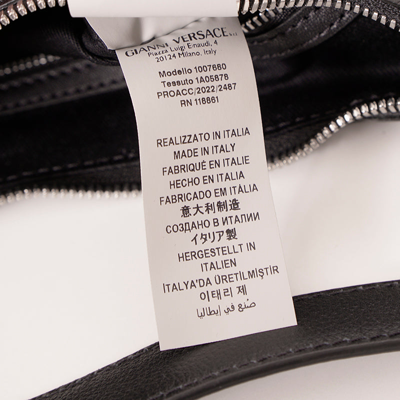 NEW VERSACE $1650 Black Leather RUNWAY REPEAT MINI HOBO BAG & CROSSBODY TRAP NWT