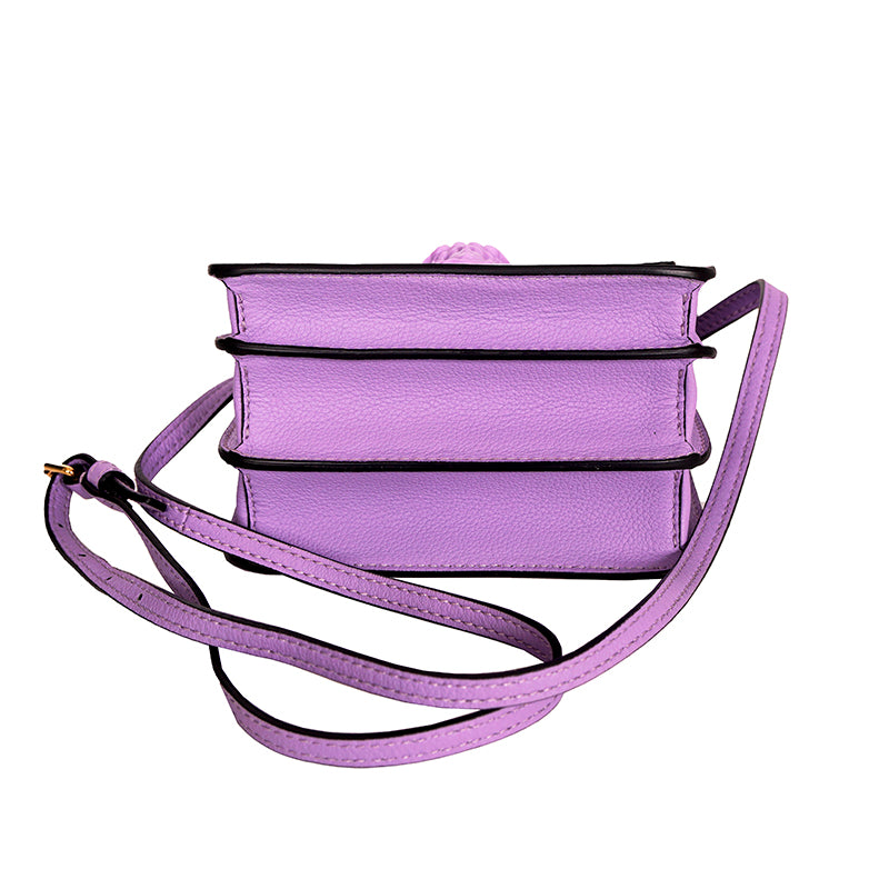 NEW $1550 VERSACE Lilac Purple Leather LA MEDUSA LOGO Crossbody SMALL FLAP BAG