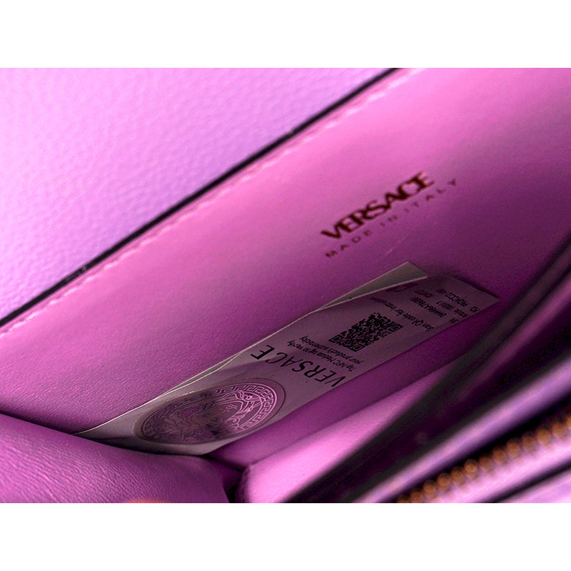NEW $1550 VERSACE Lilac Purple Leather LA MEDUSA LOGO Crossbody SMALL FLAP BAG
