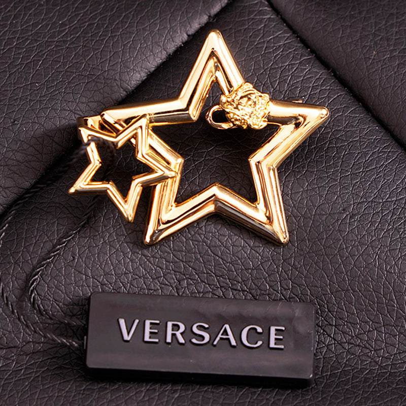 NEW $450 VERSACE Gold Brass Stars MEDUSA LOGO 80's Style Rocker Mono EAR CUFF