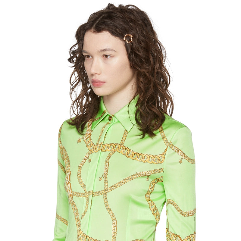 NEW $290 VERSACE Gold Tone Brass & CRYSTAL MEDUSA LOGO Barrette HAIR SLIDE NWT