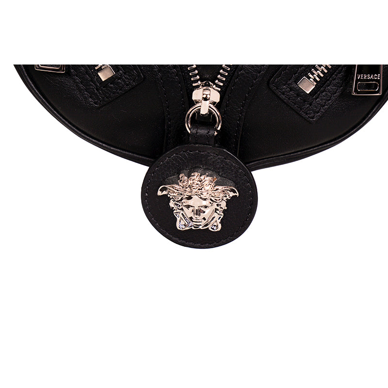 NEW VERSACE $1650 Black Leather RUNWAY REPEAT MINI HOBO BAG & CROSSBODY TRAP NWT