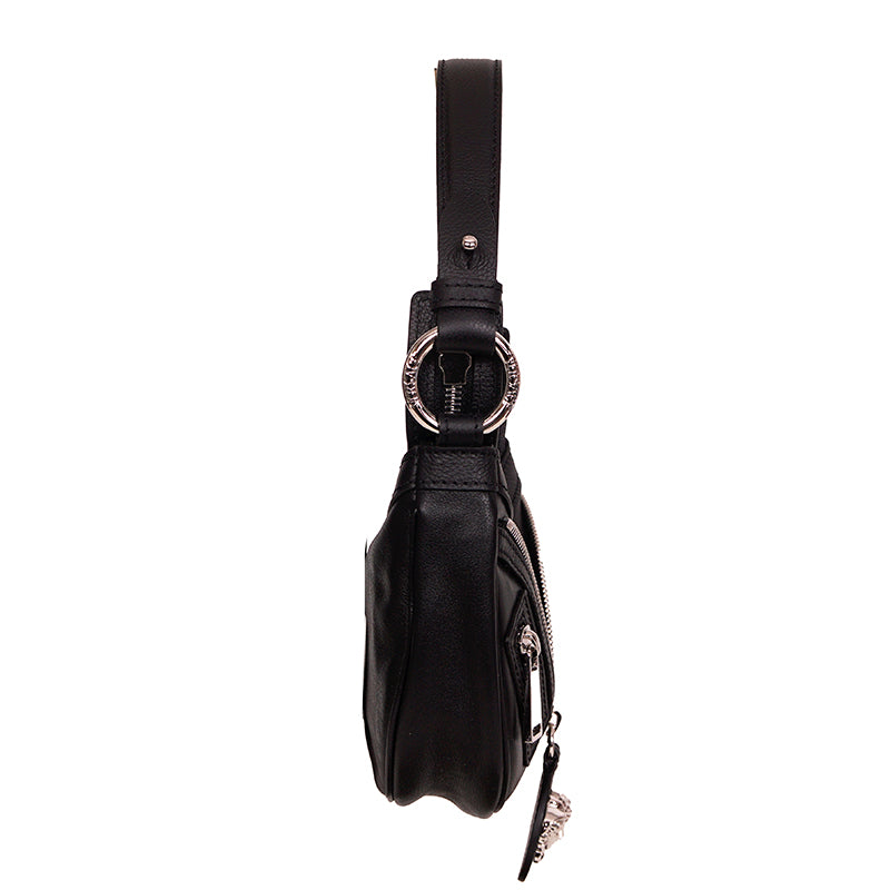 NEW VERSACE $1650 Black Leather RUNWAY REPEAT MINI HOBO BAG & CROSSBODY TRAP NWT