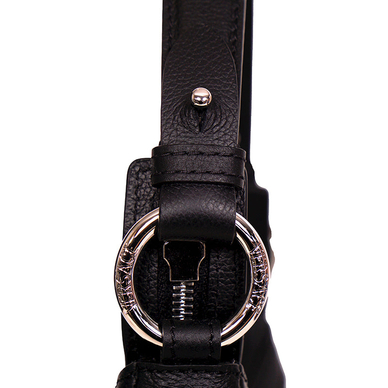 NEW VERSACE $1650 Black Leather RUNWAY REPEAT MINI HOBO BAG & CROSSBODY TRAP NWT