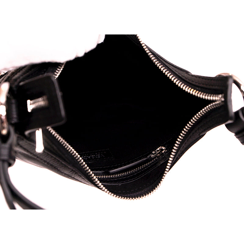 NEW VERSACE $1650 Black Leather RUNWAY REPEAT MINI HOBO BAG & CROSSBODY TRAP NWT
