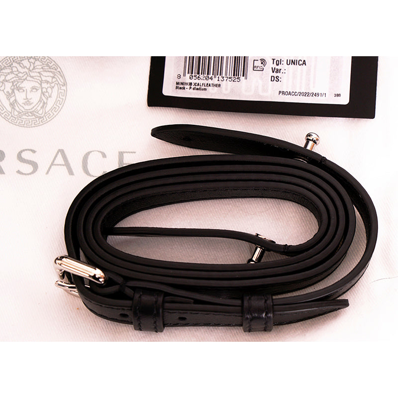 NEW VERSACE $1650 Black Leather RUNWAY REPEAT MINI HOBO BAG & CROSSBODY TRAP NWT