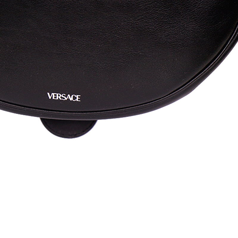 NEW VERSACE $2,175 Black Leather STUDDED RUNWAY REPEAT HOBO BAG & CROSSBODY TRAP