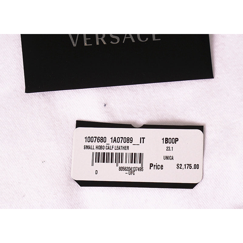 NEW VERSACE $2,175 Black Leather STUDDED RUNWAY REPEAT HOBO BAG & CROSSBODY TRAP
