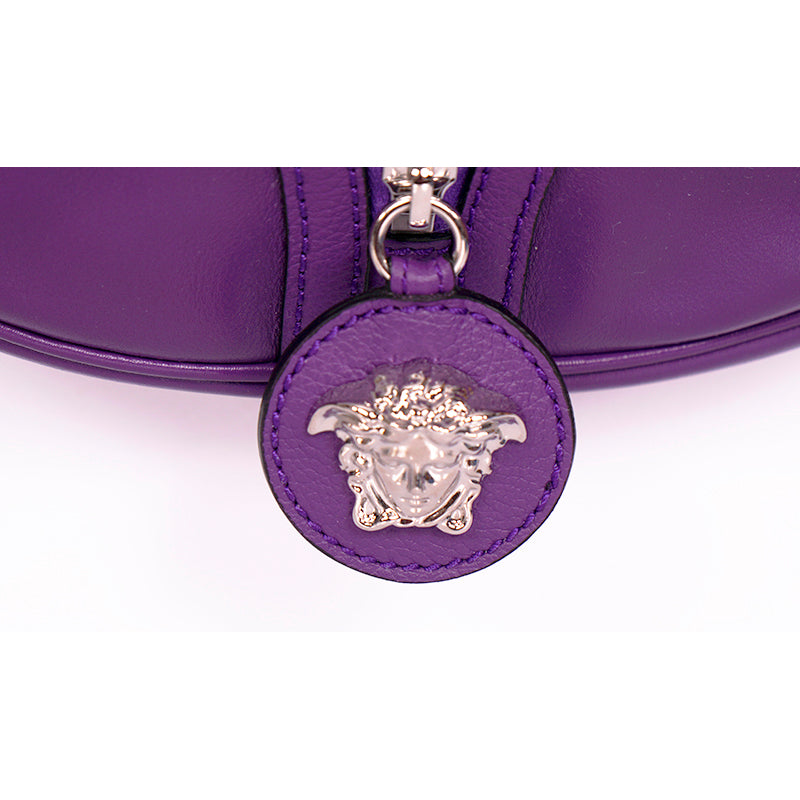 NEW VERSACE $1995 Purple Leather RUNWAY REPEAT HOBO Small BAG & CROSSBODY STRAP