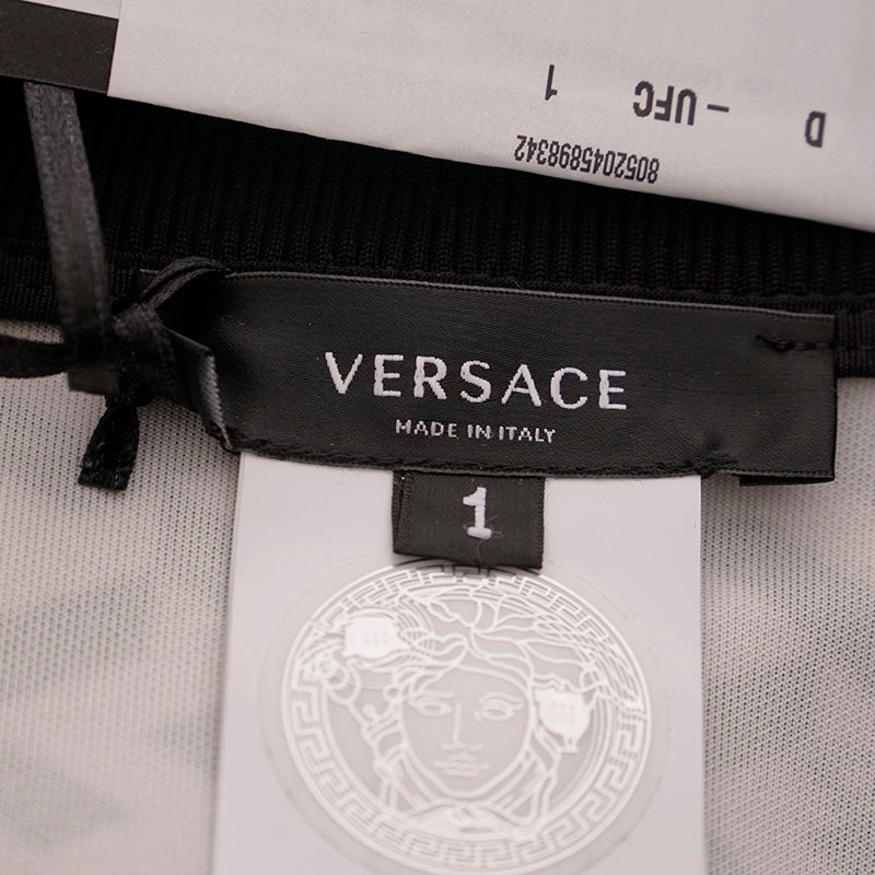 sz 1 XS NEW $925 VERSACE Black PINK LA GRECA LOGO Monogram Zip SPORTY JACKET