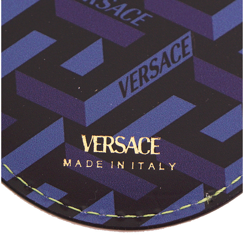 NEW $295 VERSACE Green SMILEY MEDUSA GRAFFITI Leather BAG CHARM KEY RING CHAIN
