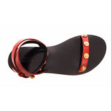 37.5 NEW $850 VERSACE Red MEDUSA LOGO STUDDED Ankle Wrap TRIBUTE FLAT SANDALS