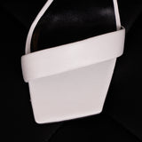 sz 37 NEW $1,275 VERSACE White Leather LOGO SAFETY PIN Stiletto 108 SANDALS HEELS